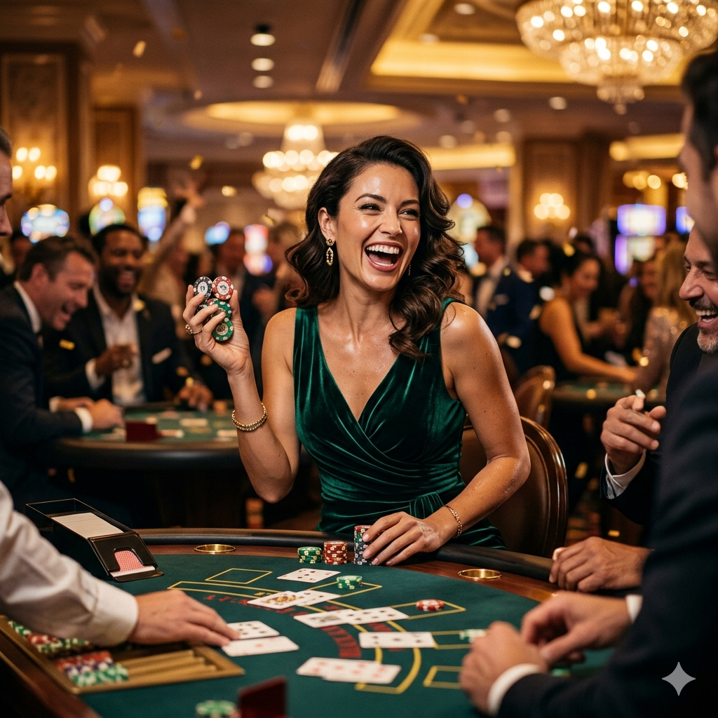 Guests celebrating at a blackjack table